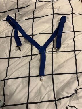 Amazon Royal Blue Men’s Elastic Suspenders with Silver Clips
